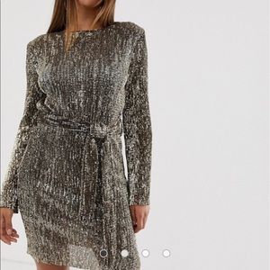 ASOS Club London gold sequin dress.